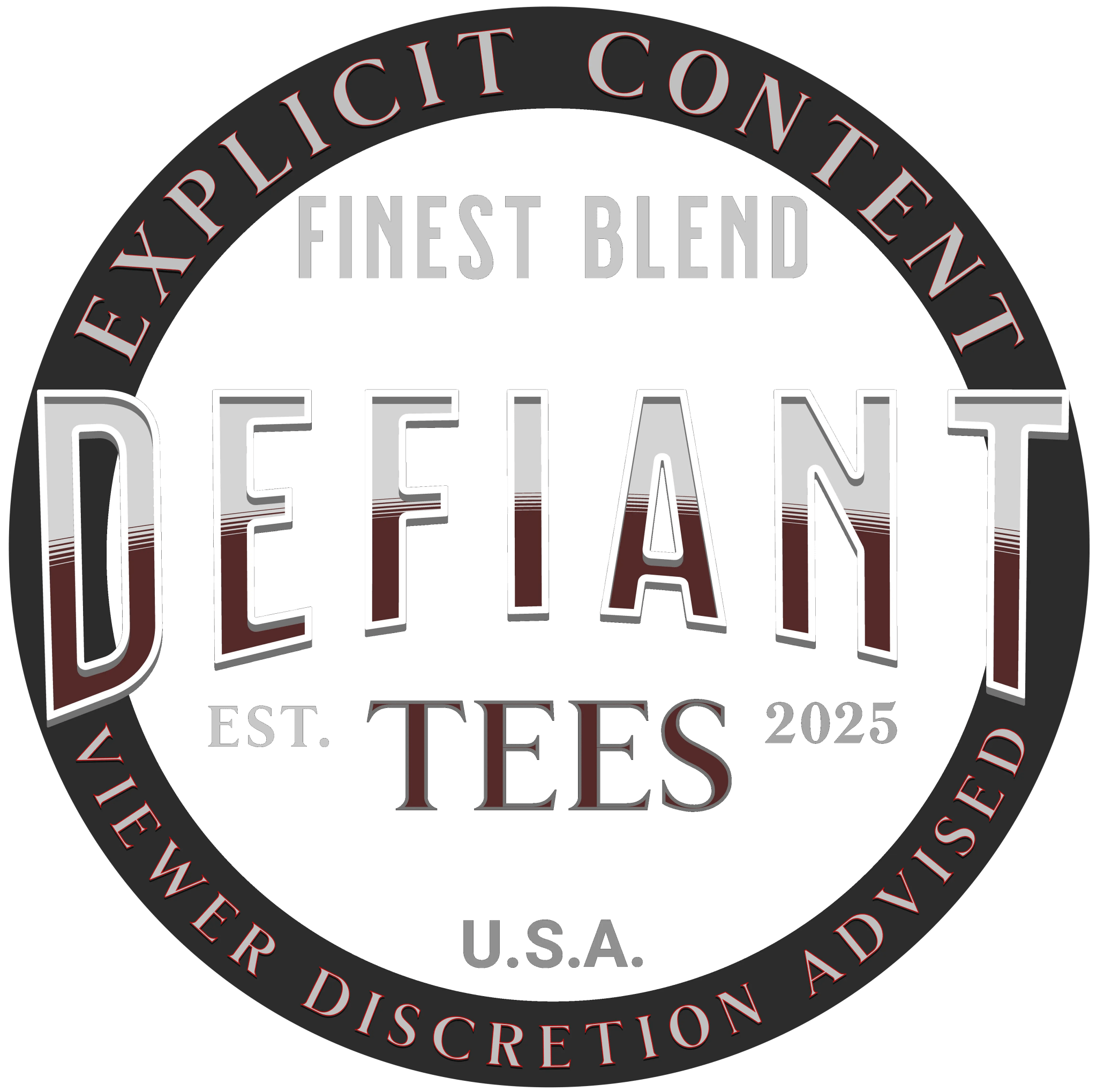 Official Defiant Tees logo design graphic, raw brand artwork file for t-shirt printing