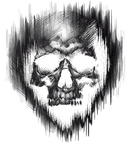 Detailed skull sketch design graphic, raw gothic artwork file for t-shirt printing