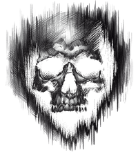 Detailed skull sketch design graphic, raw gothic artwork file for t-shirt printing