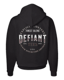 Black Official Defiant Hoodie with Defiant logo on back.  Available in big&tall sizes.